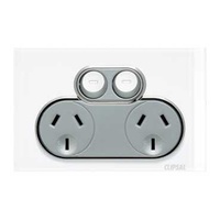 Twin Switch Socket Outlet, Saturn, 250V, 10A, 4025-PW, Pure White