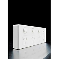Quad Switch Socket Outlet, Classic, 250V, 10A, 2 Pole, C2015D4-WE, White Electric