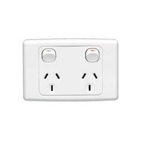 Twin Switch Socket Outlet, 250V, 10A, 2025-WE, White Electric