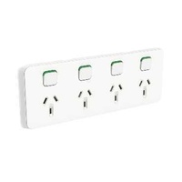 Clipsal Iconic - Quad Switch Socket Outlet, Horizontal Mount, 250V, 10A, 30154-VW, Vivid White
