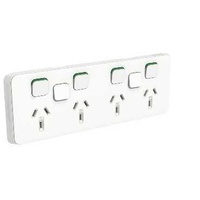 Clipsal Iconic - Quad Switch Socket Outlet, Horizontal Mount, 250V, 10A with 2 Removable Extra Switch Apertures, 30154XXUA