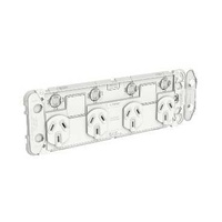 Clipsal Iconic - Quad Switch Socket Outlet Grid, Horizontal Mount, 250V, 10A with 2 Removable Extra Switch Apertures, 30154XXUAG
