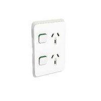 Clipsal Iconic - Twin Switch Socket Outlet, Vertical Mount, 250V, 10A, 3025V