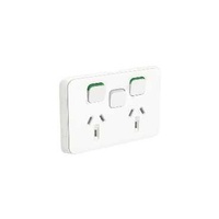 Clipsal Iconic - Twin Switch Socket Outlet, Horizontal Mount, 250V, 10A with Removable Extra Switch, 3025XA