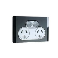 Twin Switch Socket Outlet, Saturn, 250V, 10A, 4025-EB, Espresso Black