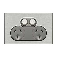 Twin Switch Socket Outlet, Saturn, 250V, 10A, 4025-HS, Horizon Silver