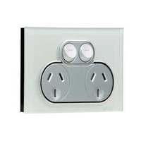 Twin Switch Socket Outlet, Saturn, 250V, 10A, 4025-OM, Ocean Mist