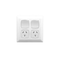 Twin Switch Socket Outlet, Prestige, 250V, 10A, Vertical, Large Format Size, P20252-WE, White Electric
