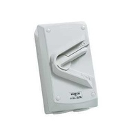 Surface Switch, 1 Gang, 1 Pole, 250VAC, 20A, Hoseproof, M220 Rating, WHB120-RG, Resistant Grey