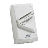 Surface Switch, 1 Gang, 1 Pole, 250VAC, 40A, Hoseproof, M220 Rating, WHB140-RG, Resistant Grey