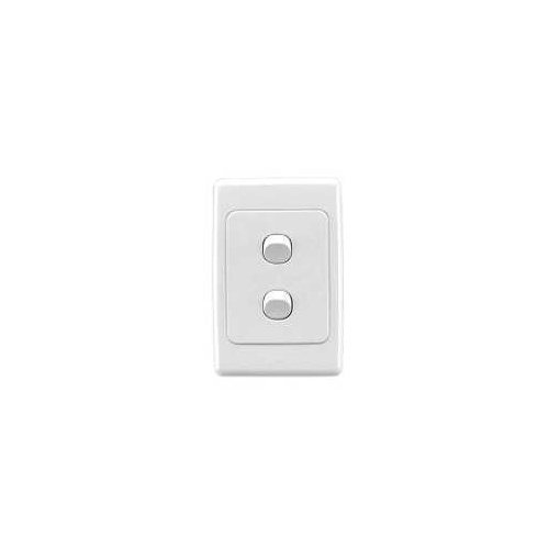 Flush Switch, 2 Gang, 250VAC, 10A, Series 2000, Standard, Vertical, 2032VA-WE, White Electric