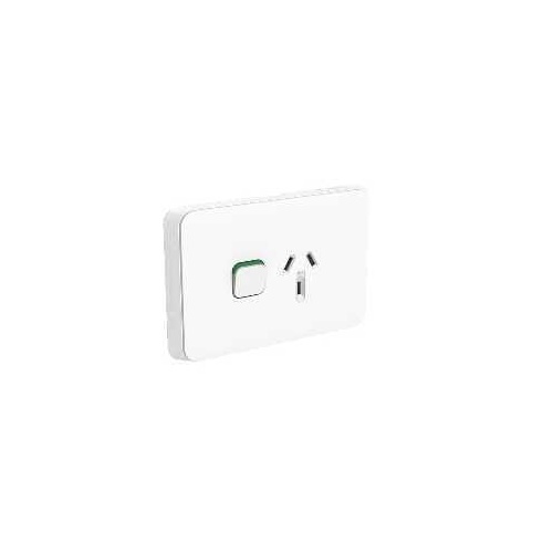 Clipsal Iconic - Single Switch Socket Outlet, Horizontal Mount, 250V, 10A, 3015-VW, Vivid White