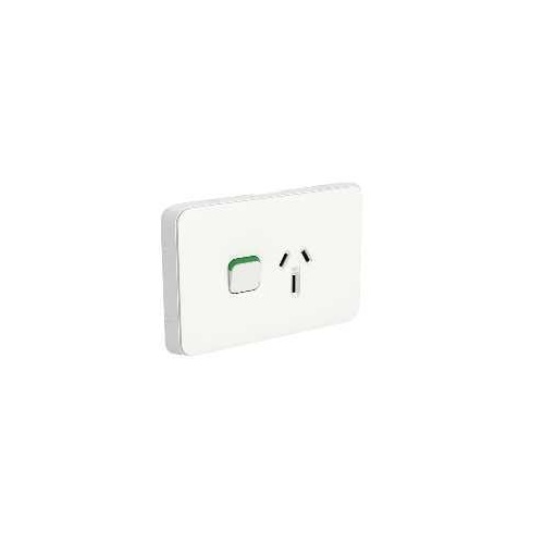 Clipsal Iconic - Single Switch Socket Outlet, Horizontal Mount, 250V, 15A, 301515-VW, Vivid White