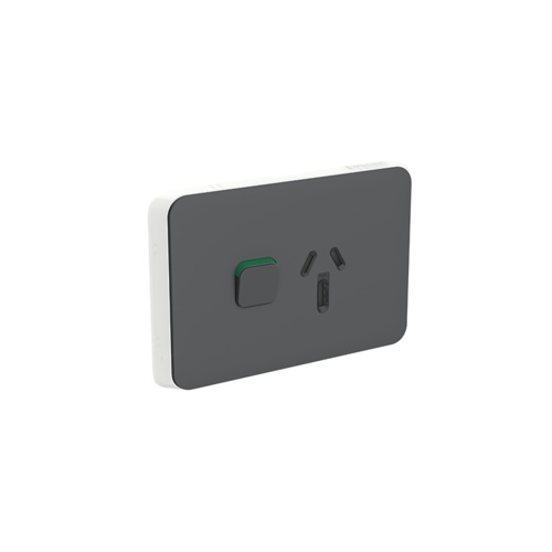 Skin Socket Sw Horiz Single 15A 250V, 301515C-AN, Anthracite