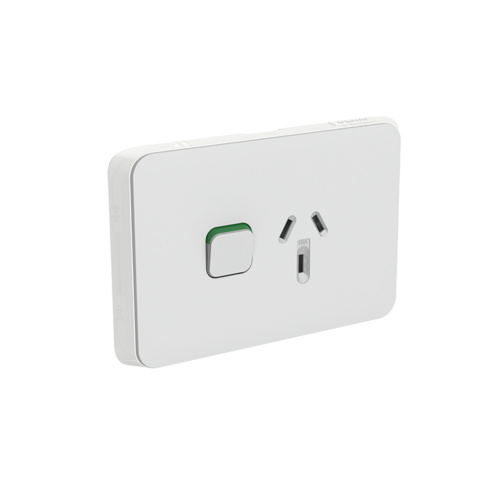 Clipsal Iconic - Skin Socket Outlet Cover, Horizontal Mount for Single Switched Socket, 3015C-CY, Cool Grey