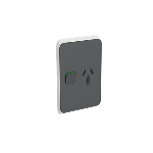 Clipsal Iconic - Skin Socket Outlet Cover, Vertical Mount for Single Switched Socket, 3015VC-AN, Anthracite