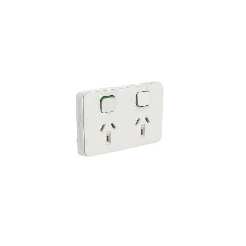 Clipsal Iconic - Skin Socket Outlet Cover, Horizontal Mount for Twin Switched Socket, 3025C-WY, Warm Grey