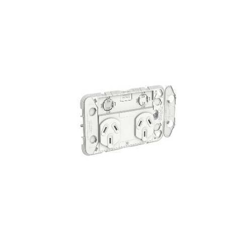 Clipsal Iconic - Twin Switch Socket Outlet Grid, Horizontal Mount, 250V, 10A, 3025G
