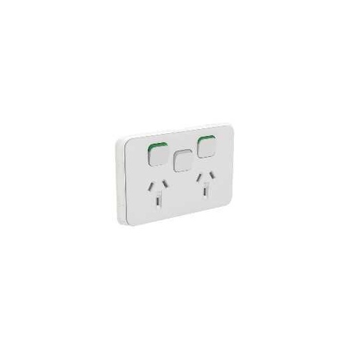Clipsal Iconic - Socket Outlet Cover, Horizontal Mount for Twin Switched Socket with Removable Extra Switch Aperture, 3025XC-CY, Cool Grey
