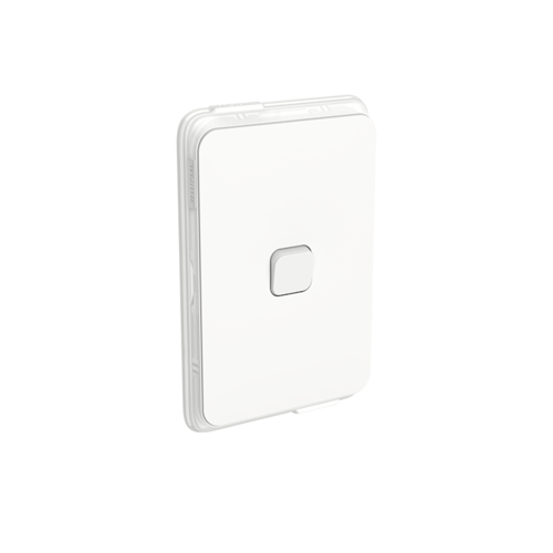 Clipsal Iconic - Flush Switch, Vertical Mount, Single Gang, 1-Way/2-Way, 250V, 10AX, IP44, 3041V44-VW, Vivid White