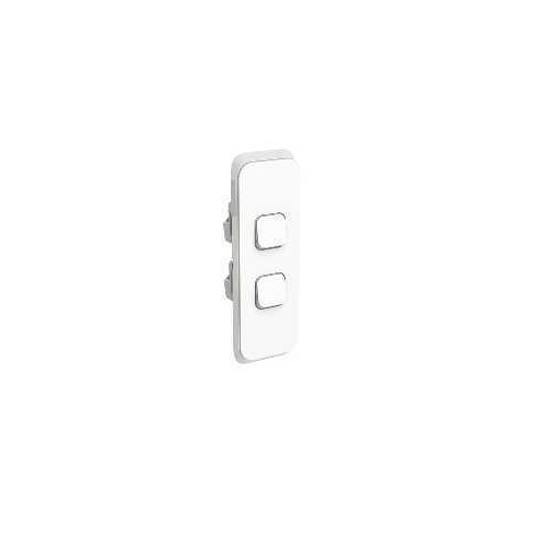 Clipsal Iconic - Flush Switch, 2 Gang, 1-Way/2-Way, Architrave 250V, 10AX, LED, 3042AL-VW, Vivid White