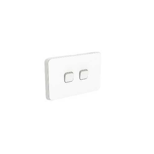 Clipsal Iconic - Flush Switch, 2 Gang, 1-Way/2-Way, 250V, 10AX, LED, 3042HAL-VW, Vivid White