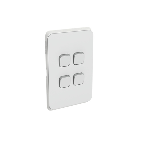 Clipsal Iconic - Skin Switch Plate Cover, 4 Gang, Vertical/Horizontal Mount, 3044C-CY, Cool Grey