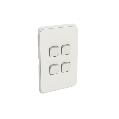 Clipsal Iconic - Skin Switch Plate Cover, 4 Gang, Vertical/Horizontal Mount, 3044C-WY, Warm Grey
