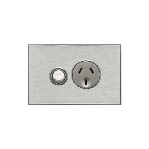 Single Switch Socket Outlet, Saturn, 250V, 10A, 1 Gang, 4015-HS, Horizon Silver