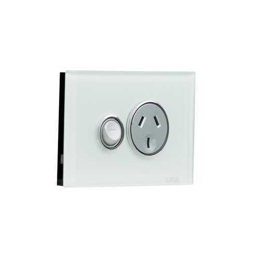Single Switch Socket Outlet, Saturn, 250V, 10A, 1 Gang, 4015-OM, Ocean Mist
