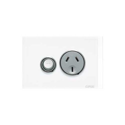 Single Switch Socket Outlet, Saturn, 250V, 10A, 1 Gang, 4015-PW, Pure White