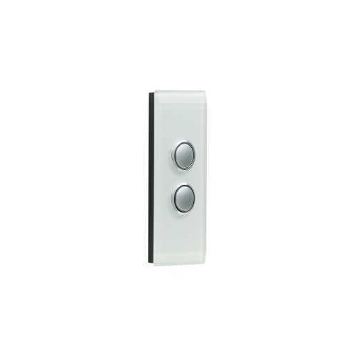 Switch Grid Plate and Cover, 2 Gang, Less Mechanism, Architrave, 4062-PW, Pure White