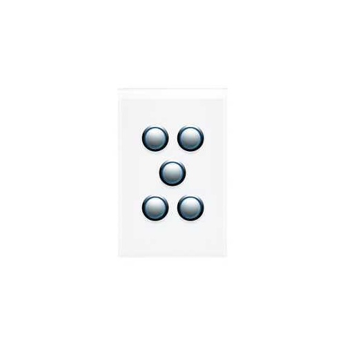 Push Button Switch, LED, 5 Gang, Saturn 4000 series, 4065PBL-PW, Pure White