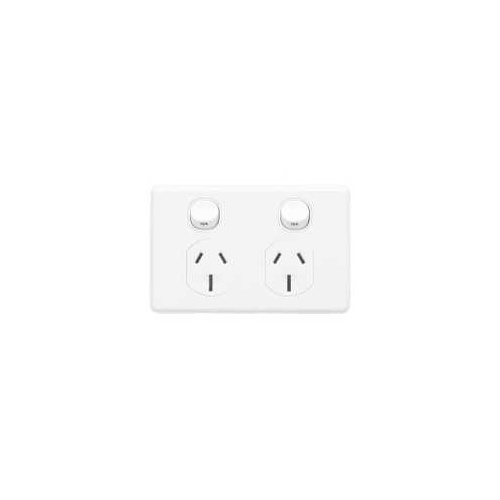 Twin Switch Socket Outlet, Classic, 250V, 10A, C2025-WE, White Electric