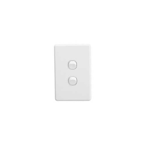 Flush Switch, 2 Gang, 250VAC, 10A, Classic C2000 Series, Standard, Vertical, C2032VA-WE, White Electric