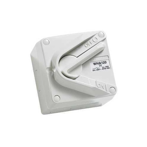 Surface Switch, 1 Gang, 1 Pole, 250VAC, 20A, Hoseproof, M80 Rating, WHA120-RG, Resistant Grey
