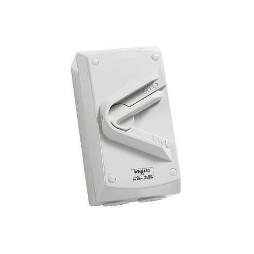 Surface Switch, 1 Gang, 1 Pole, 250VAC, 40A, Hoseproof, M220 Rating, WHB140-RG, Resistant Grey