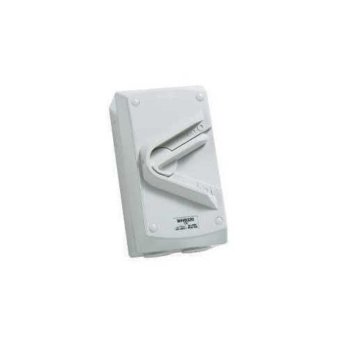 Surface Switch, 1 Gang, 3 Pole, 440VAC, 20A, Hoseproof, M180 Rating, WHB320-RG, Resistant Grey