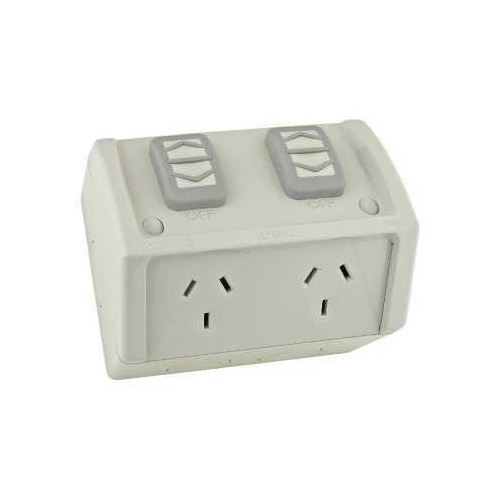 Weatherproof Socket Switch Double 10A 250V WSC227/2RG