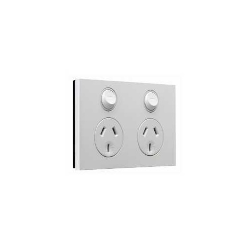 Saturn Zen Socket Switch Twin Powerpoint 10A 250V SATURN ZEN, Z4025